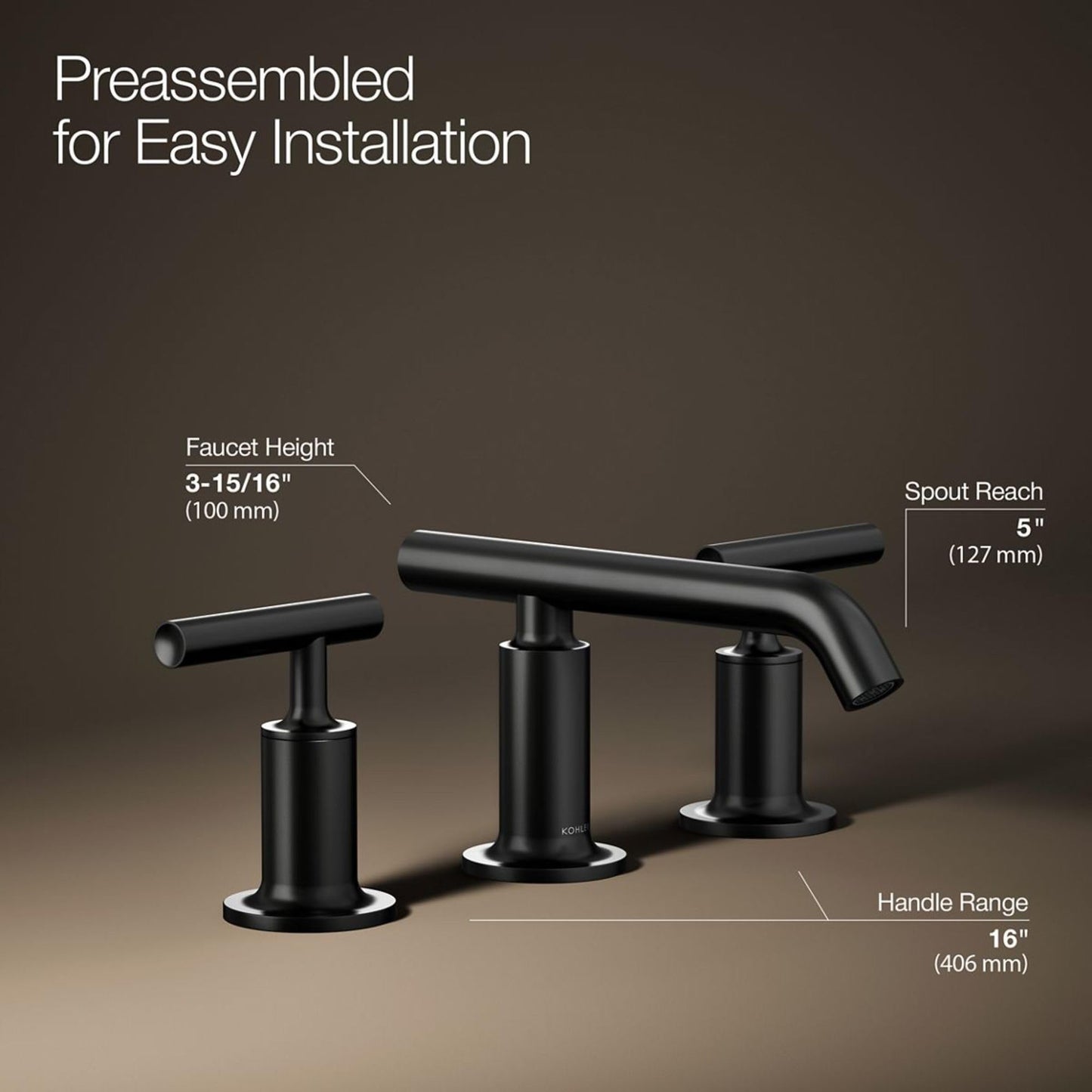 KOHLER Purist Widespread Bathroom Sink Faucet with Low Lever Handles and Low Spout