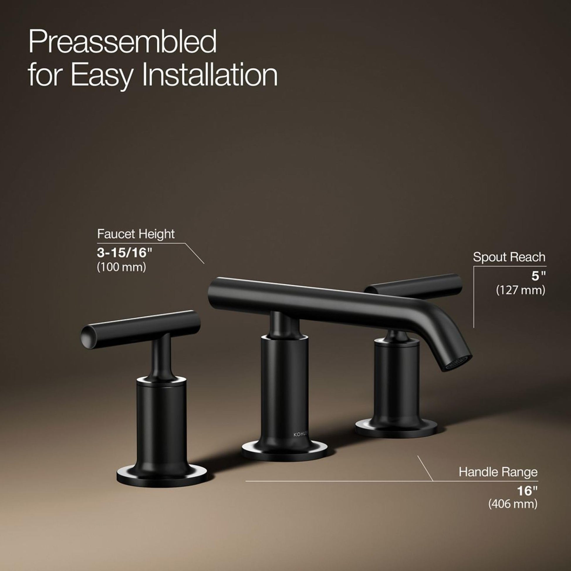 KOHLER Purist Widespread Bathroom Sink Faucet with Low Lever Handles and Low Spout