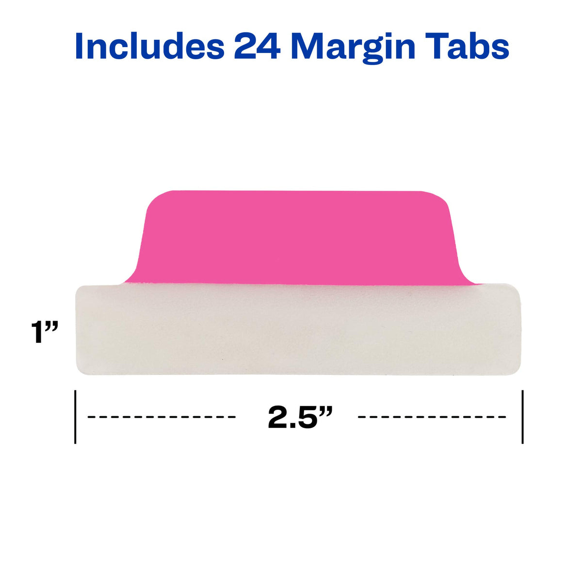 Avery Margin Ultra Tabs, 2.5" x 1", 2-Side Writable, Assorted Neon Color, 24 Repositionable Page Tabs (74767)
