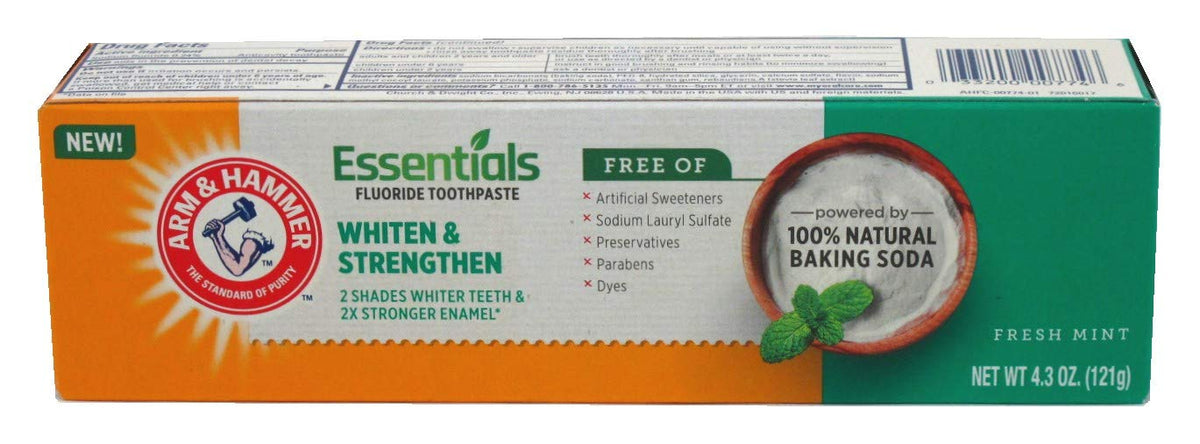 Arm & Hammer Toothpaste 4.3 Ounce Whiten & Strengthen Fresh Mint (Pack of 3)