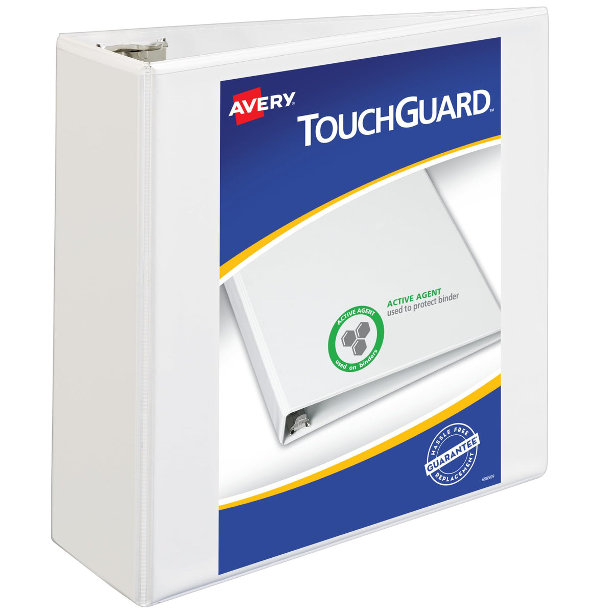 Avery TouchGuard Protection 3 Ring Binder, Customizable Cover, 4 Inch Slant Rings, 1 White Binder (17145)