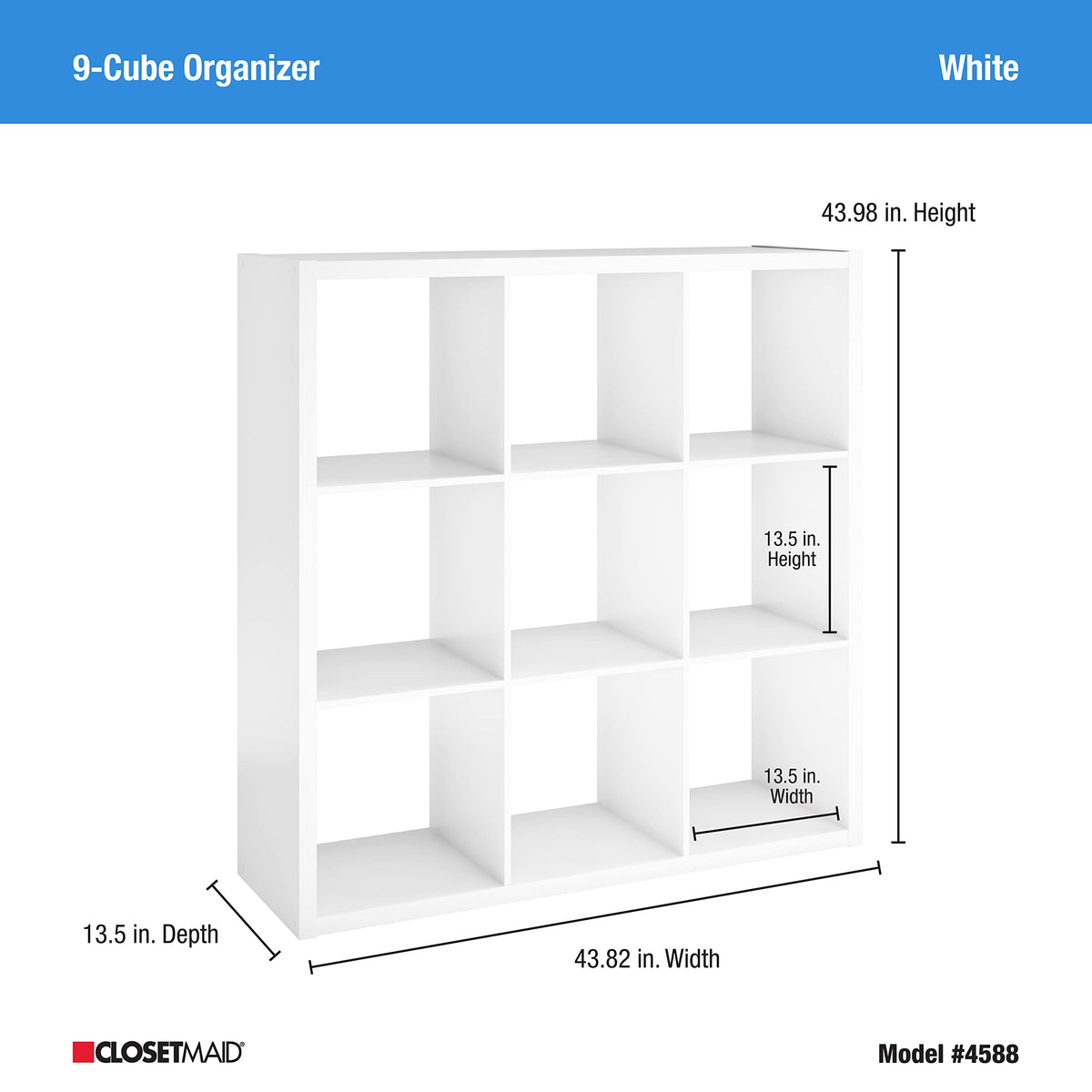ClosetMaid 4588 Decorative Open Back 9-Cube Storage Organizer, White
