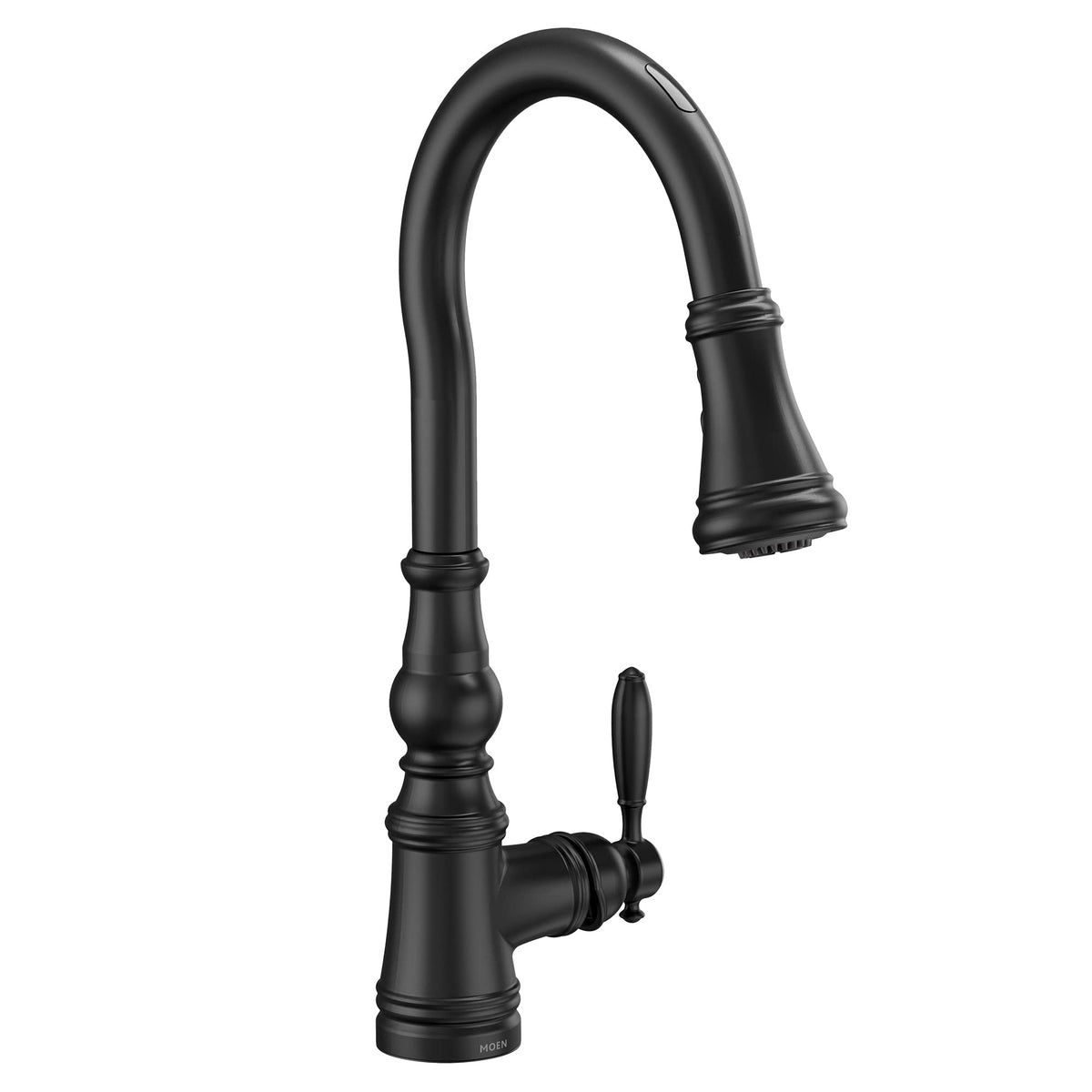 Moen S73004EVBL Weymouth Smart Touchless Pull Down Sprayer Kitchen Faucet with Voice Control and Power Boost, Matte Black