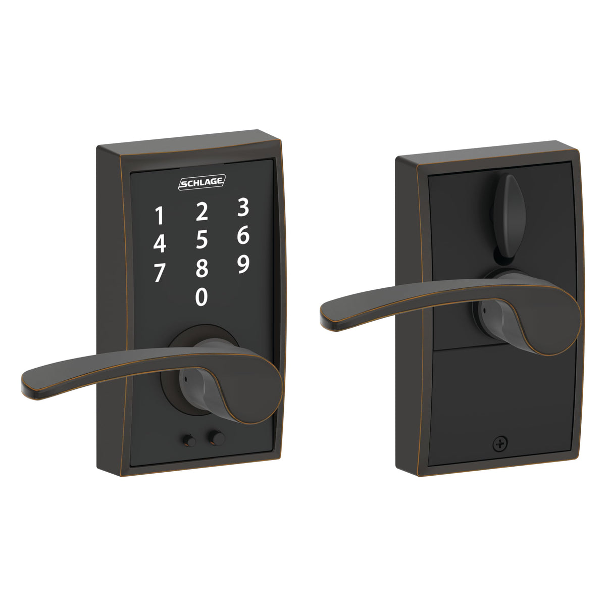 SCHLAGE Touch Century Lock with Merano Lever (Aged Bronze) FE695 CEN 716 MER