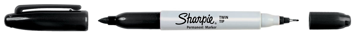 Sharpie Twin Tip Permanent Markers, Fine and Ultra Fine, Black, 12 Count