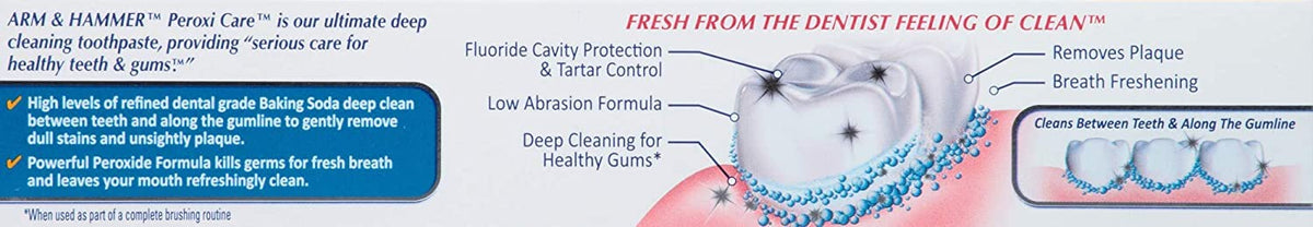 Arm & Hammer PeroxiCare Tartar Control Toothpaste Baking Soda & Peroxide, Fresh Mint 6 oz (Pack of 2)