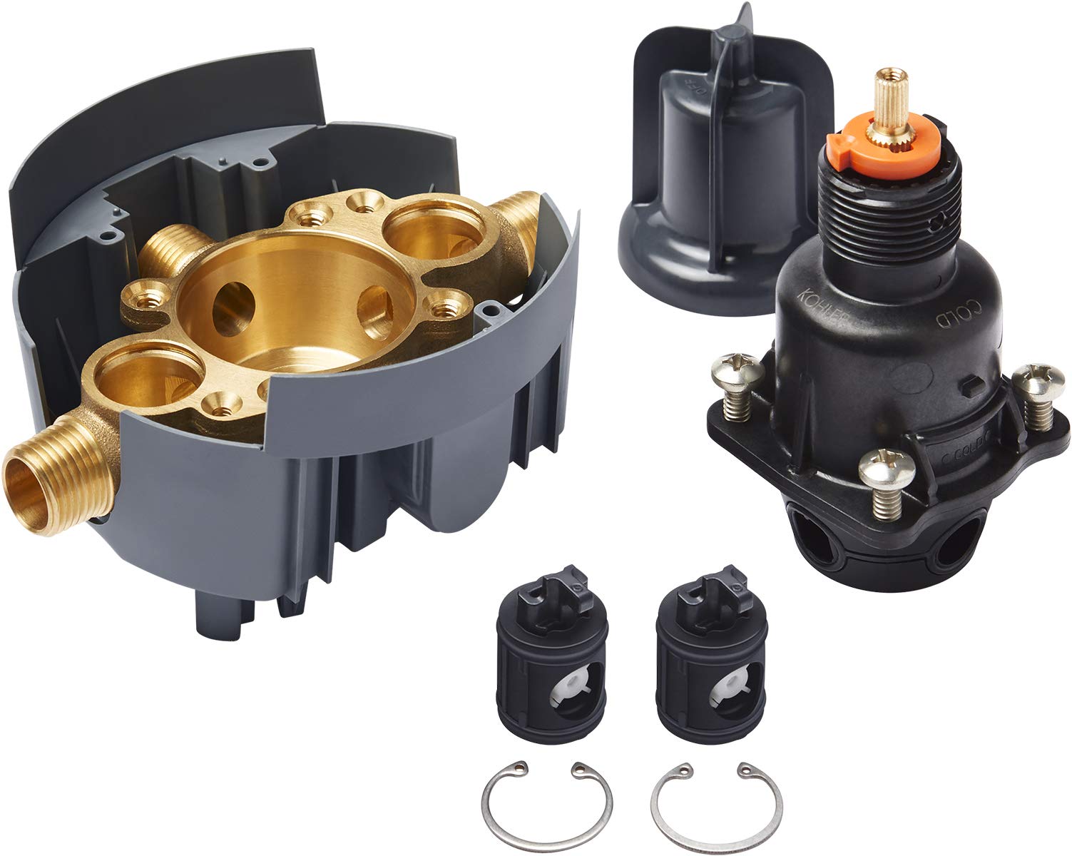 KOHLER P8304-KSL-NA Rite-Temp Pressure-Balancing Valve Body and Cartridge Kit with Loose Service Stops, Project Pack Includes 12 Per Case