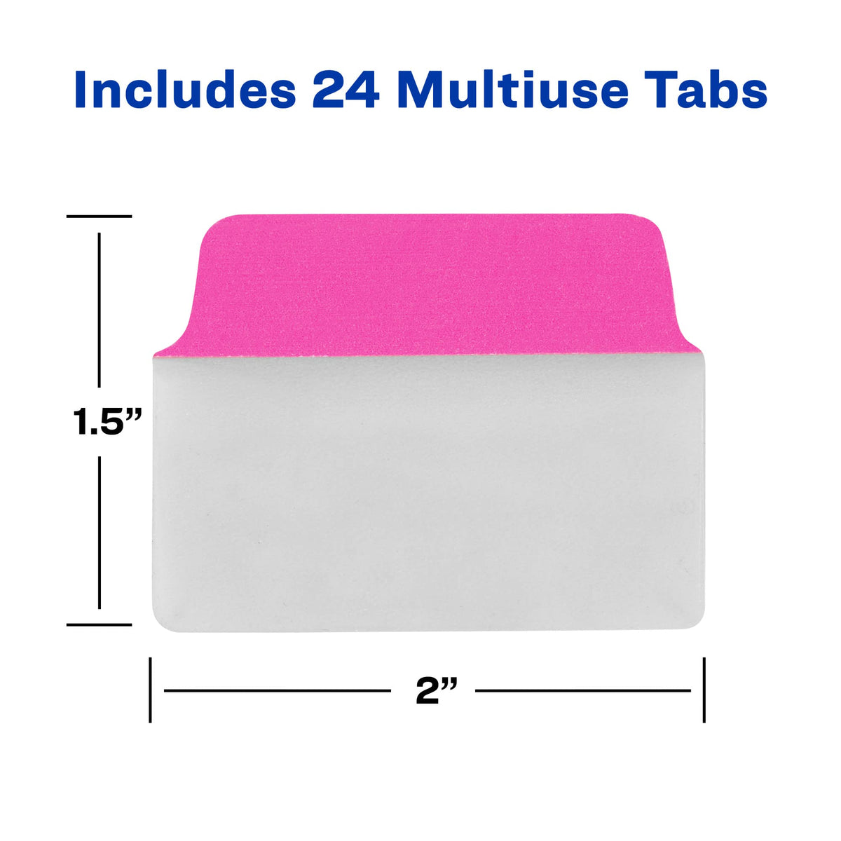 Avery Multiuse Ultra Tabs, 2" x 1.5", 2-Side Writable, Neon Pink/Green/Orange, 24 Repositionable Tabs (74753)