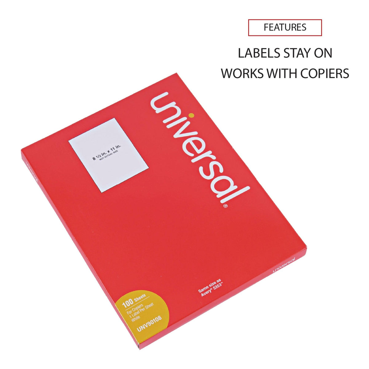 Universal UNV90108 8.5 in. x 11 in. Copier Mailing Labels - White (100/Box)