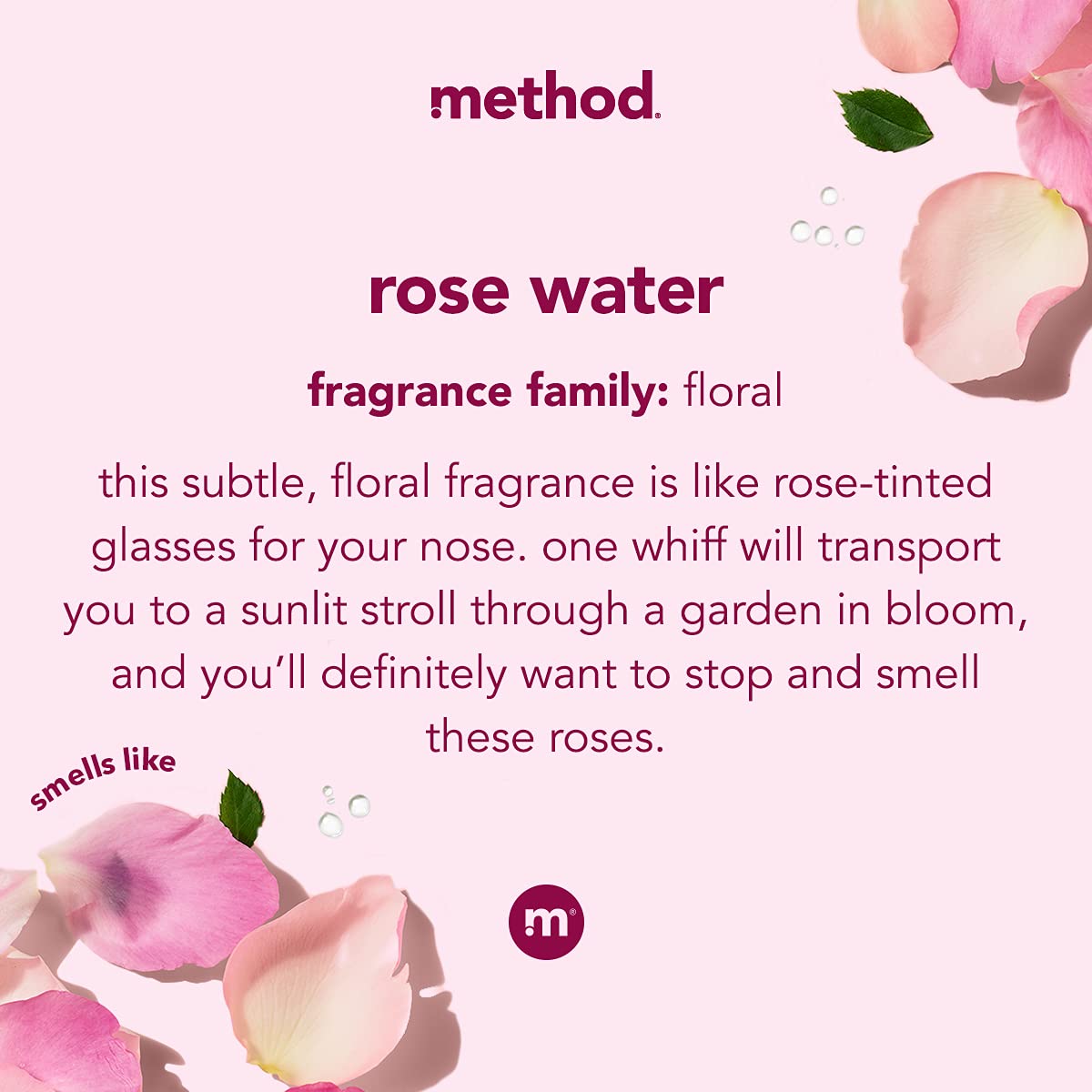 Method Gel Hand Wash, Rose Water, Biodegradable Formula, 12 fl oz (Pack of 6)