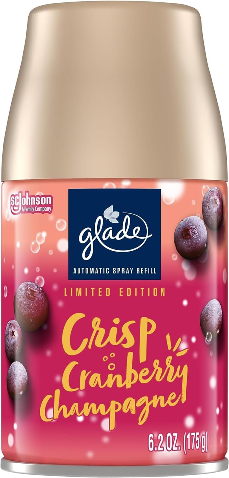 Glade Automatic Spray Refill, Air Freshener, Crisp Cranberry Champagne, 6.2 Oz (3 PACK), Clear