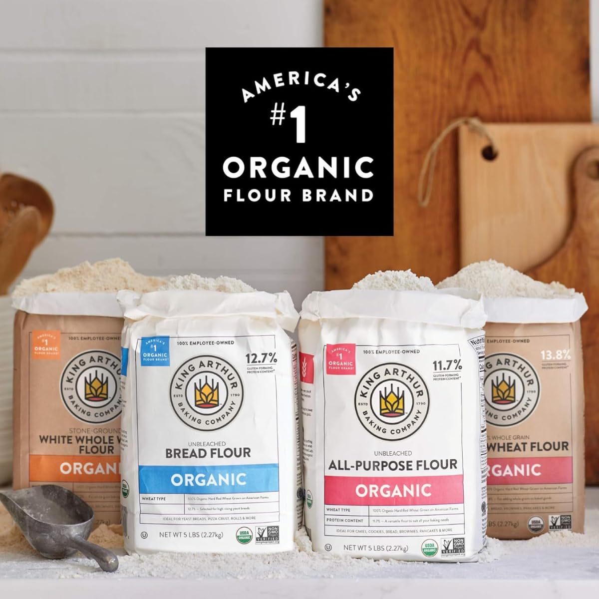 SUPREME BOX King Arthur 100% Organic Unbleached All-Purpose Flour, 5 Pound - Pack of 2 (10 LB in total)