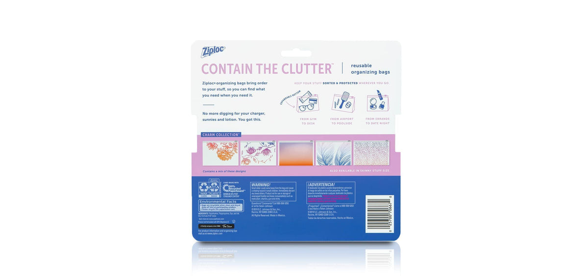 Ziploc Contain the Clutter Reusable Makeup and Accessory Bags