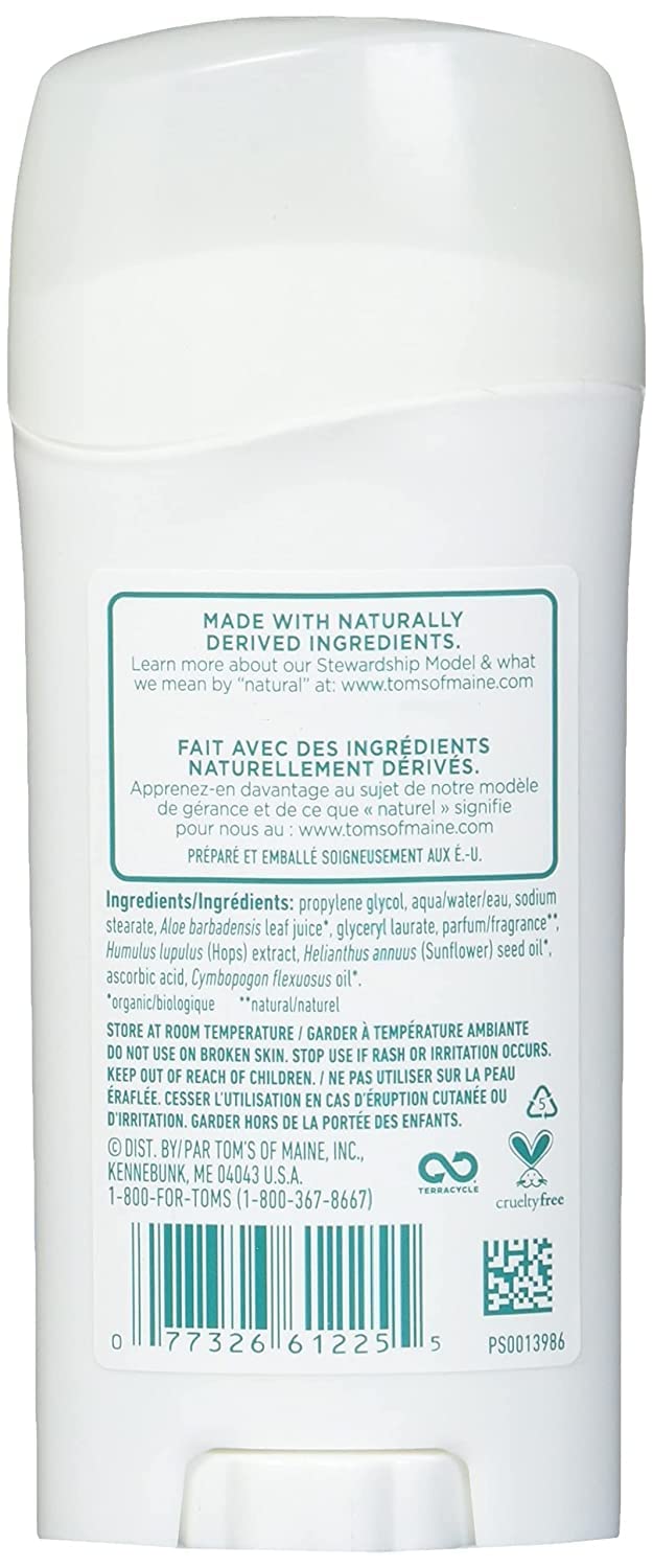Tom's of Maine Natural Long-Lasting Deodorant Stick Lavender 2.25 Oz (Pack of 2)