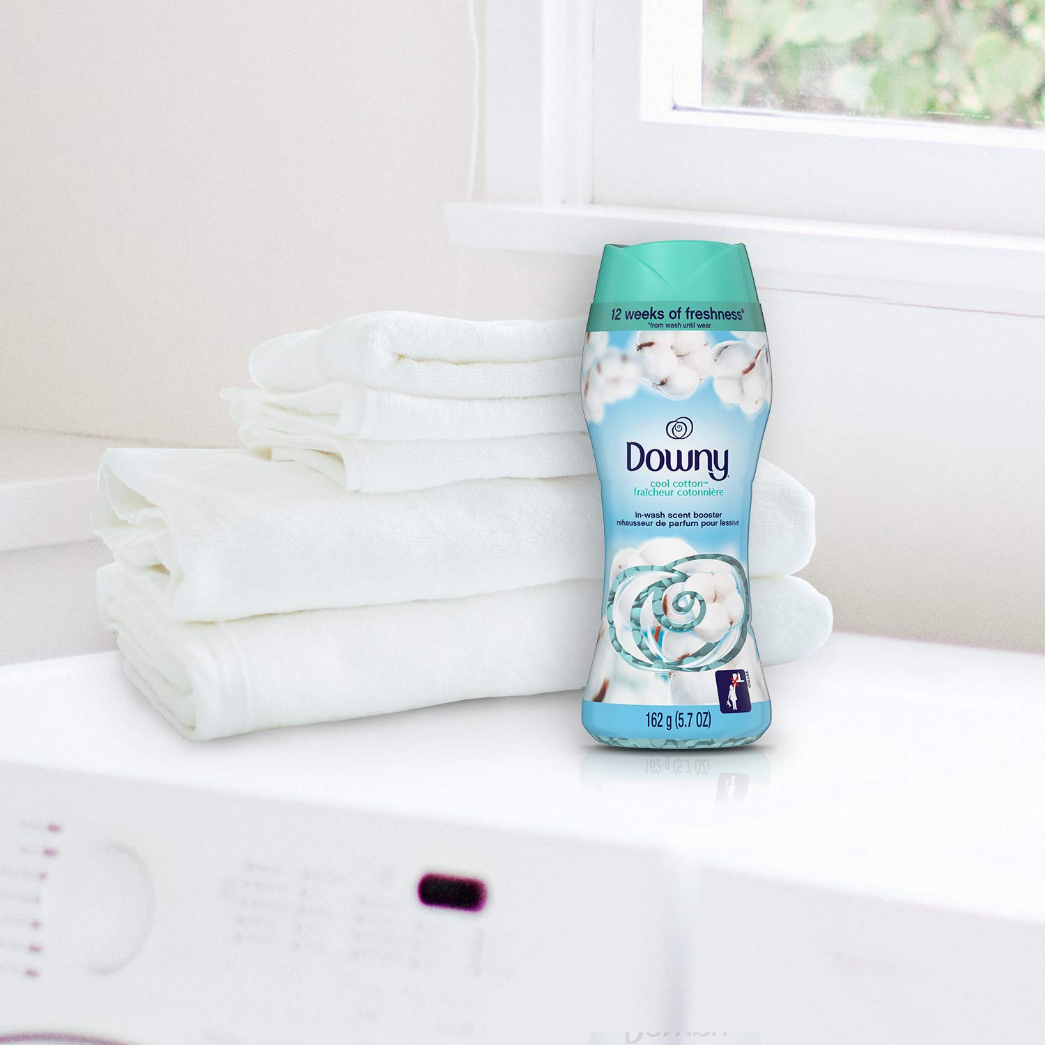 Downy Laundry Scent Booster Beads For Washer, Cool Cotton, 10 oz, Pack of 4