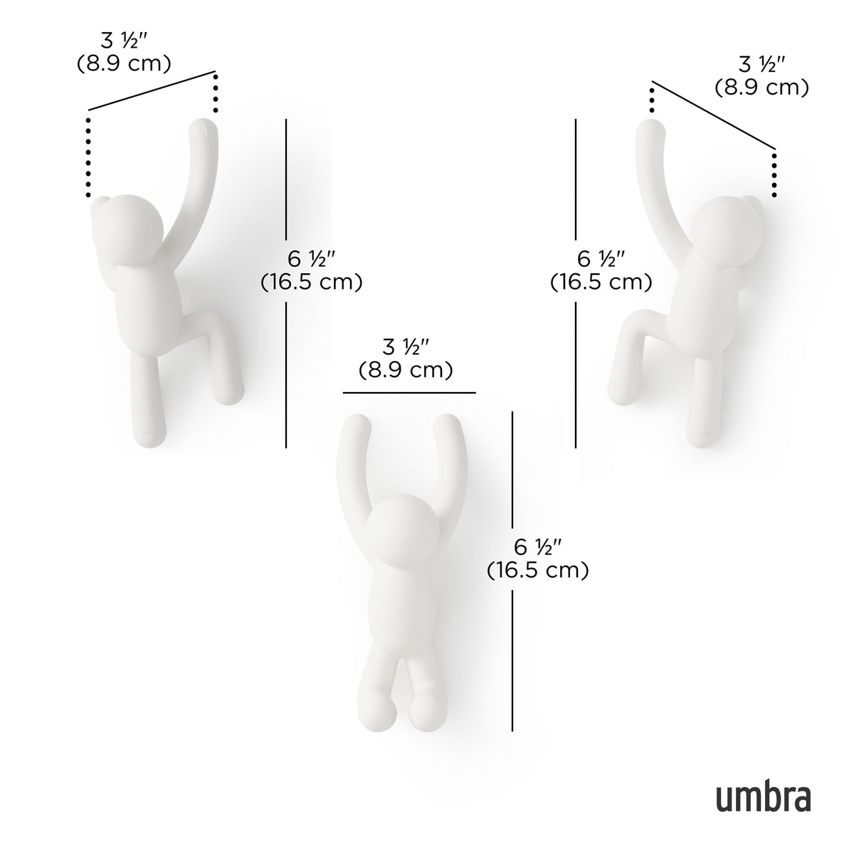 Umbra Buddy Wall Hooks, White, Set of 3