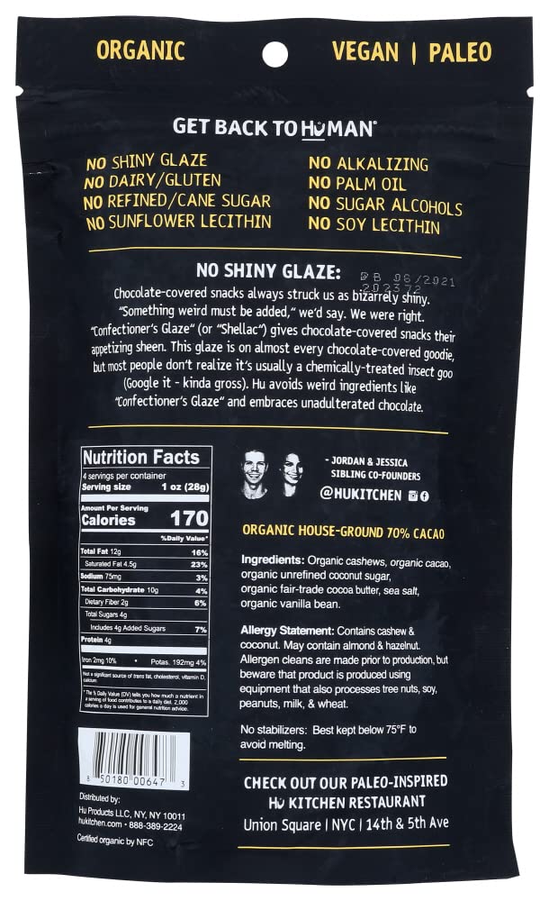 Hu Kitchen Chocolate Covered Cashews, 4 Oz