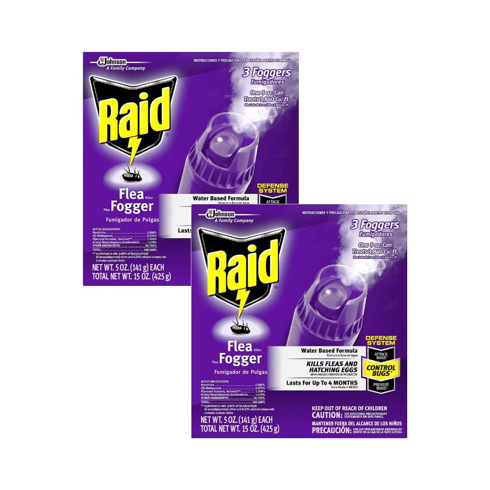 Raid Flea Flogger Plus Killer, Kills Fleas and Hatching Eggs 3 Count (Pack of 2)