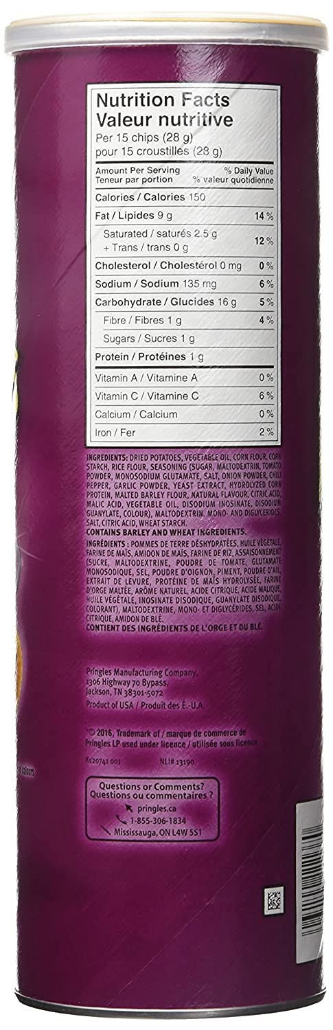 Pringles BBQ Flavor Potato Chips, 156g/5.5oz, 2-Pack (Imported from Canada)