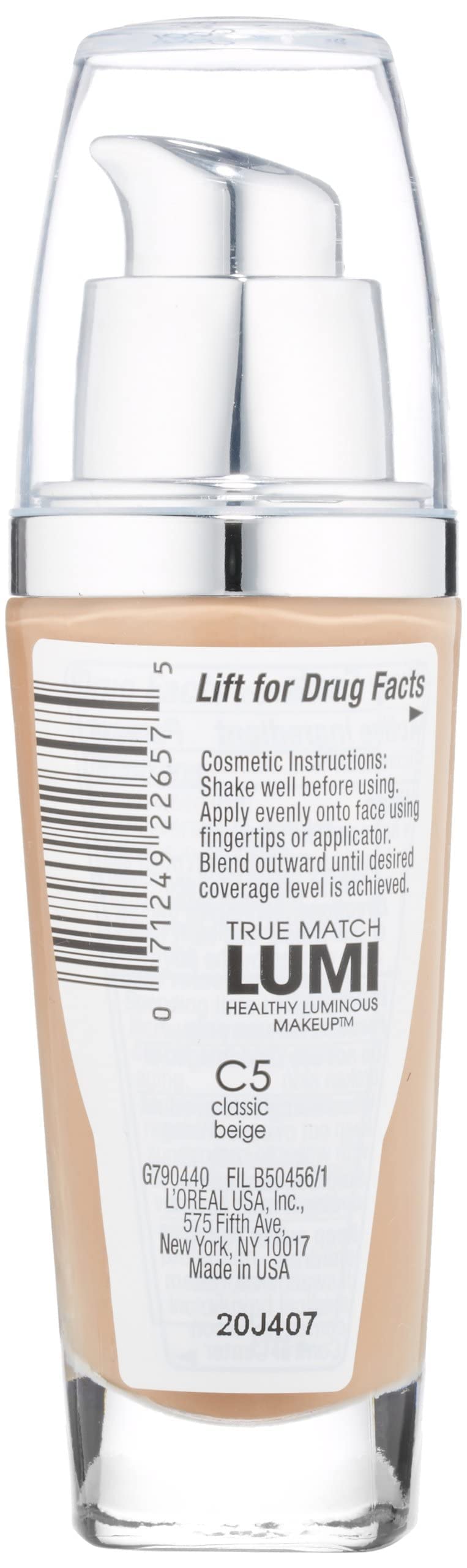 L'Oreal Paris True Match Lumi Healthy Luminous Makeup, C5 Classic Beige, 1 fl; oz.