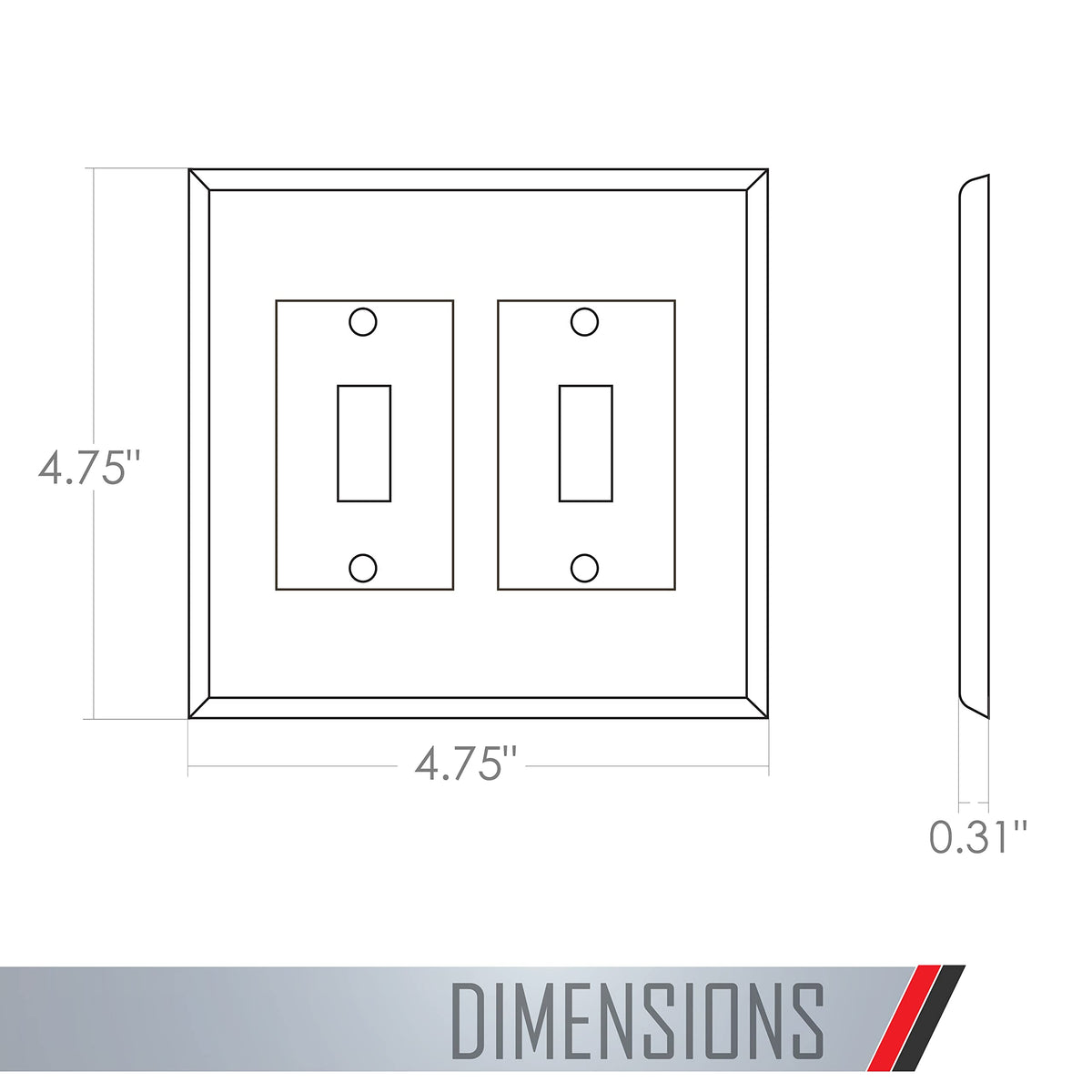 TayMac 4400W Paintable Double Toggle Light Switch Wall Plate Cover, White, 2-Gang