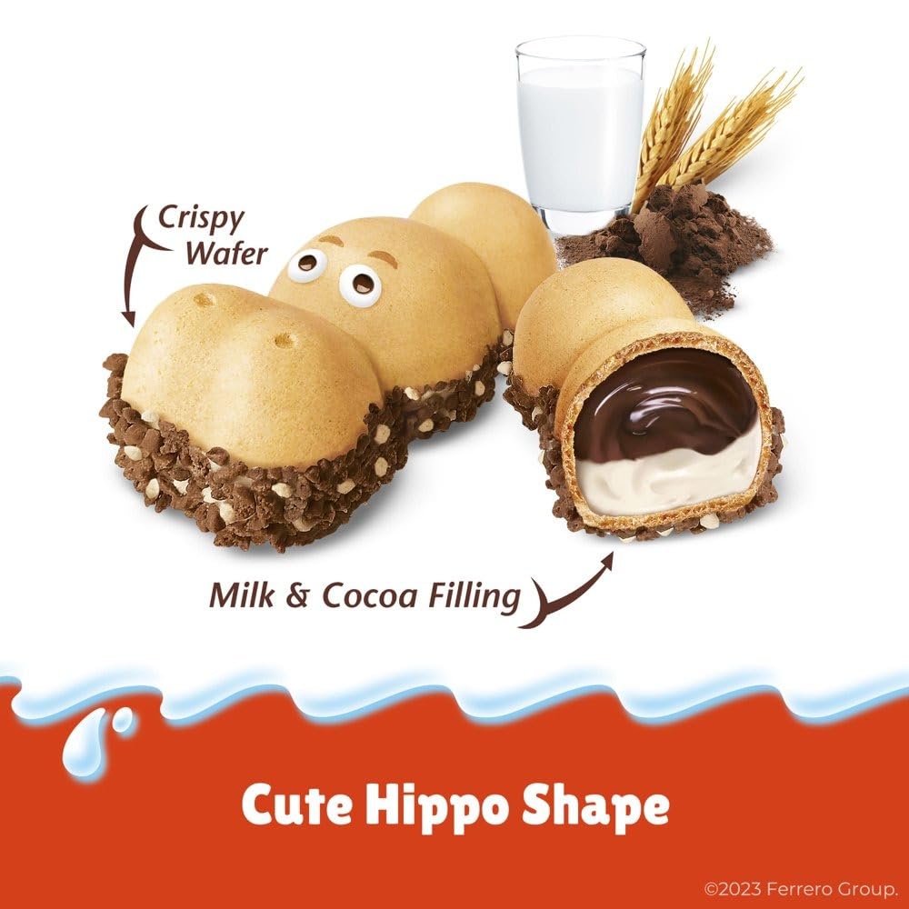 Kinder Happy Hippo Cocoa Biscuits 3.62 oz each (4 Items Per Order)