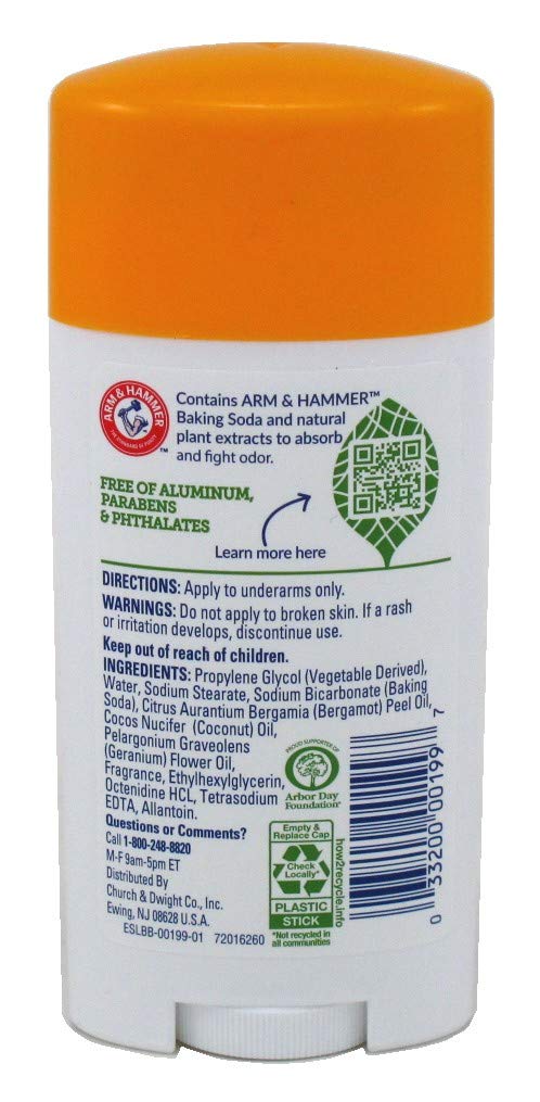 Arm & Hammer Deodorant 2.5 Ounce Essentials Coconut Geranium (Pack of 2)