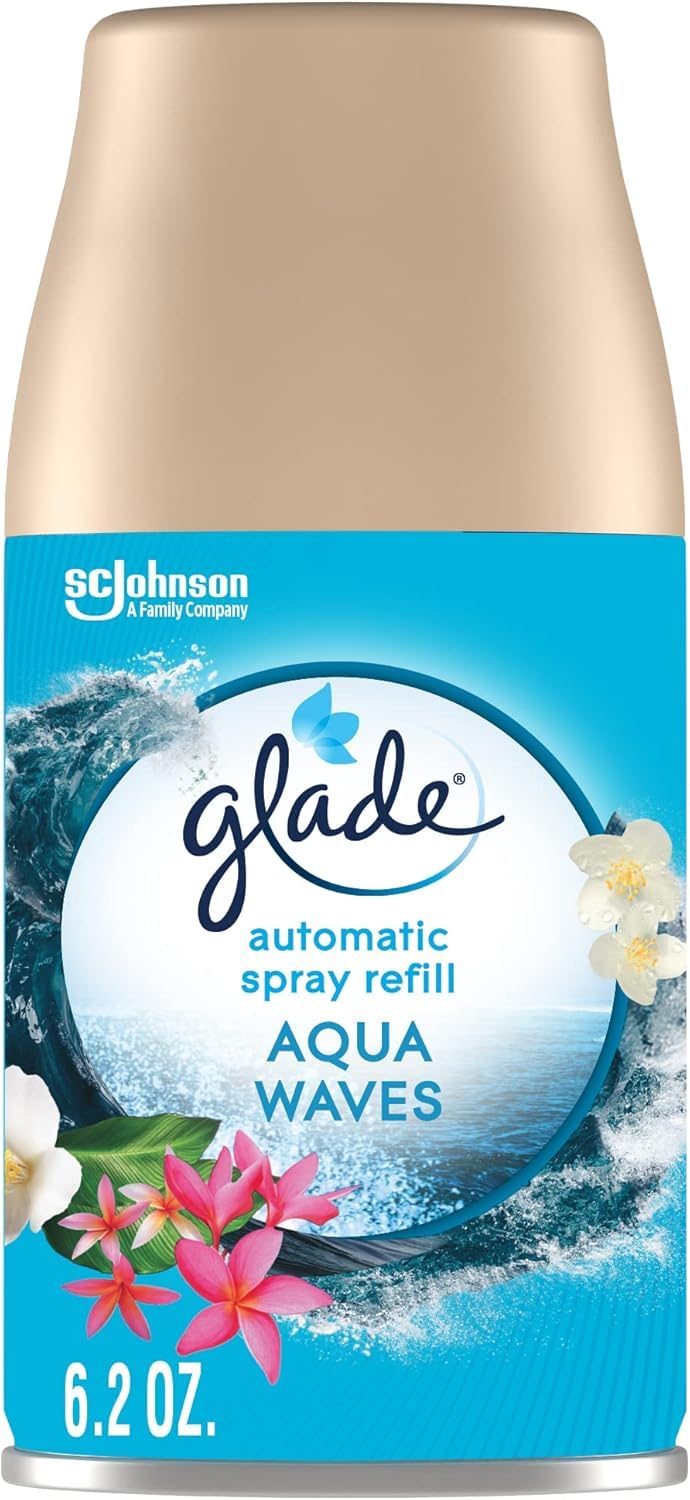 Glade Automatic Spray Variety Pack, 6.2 oz, Aqua Waves, Cashmere Woods & Clean Linen, 8 Ounce (Pack of 1)