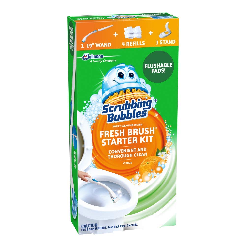 Scrubbing Bubbles Fresh Brush Toilet Cleaning System Starter Kit with 4 Refills- 2 Pack