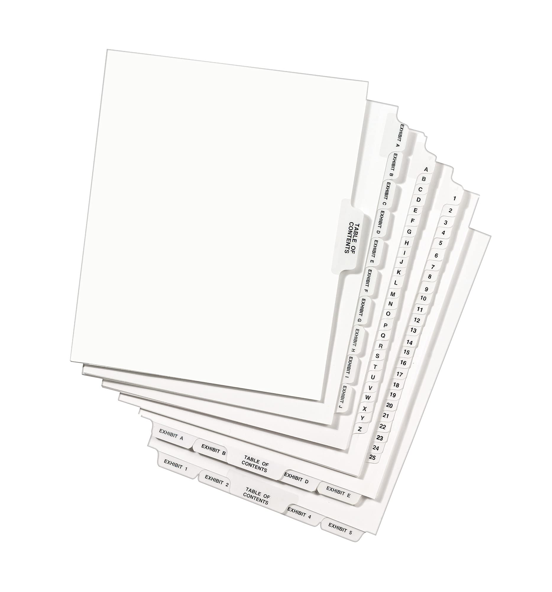 Avery 11941 Avery-Style Preprinted Legal Bottom Tab Divider, Exhibit B, Letter, White (Pack of 25)