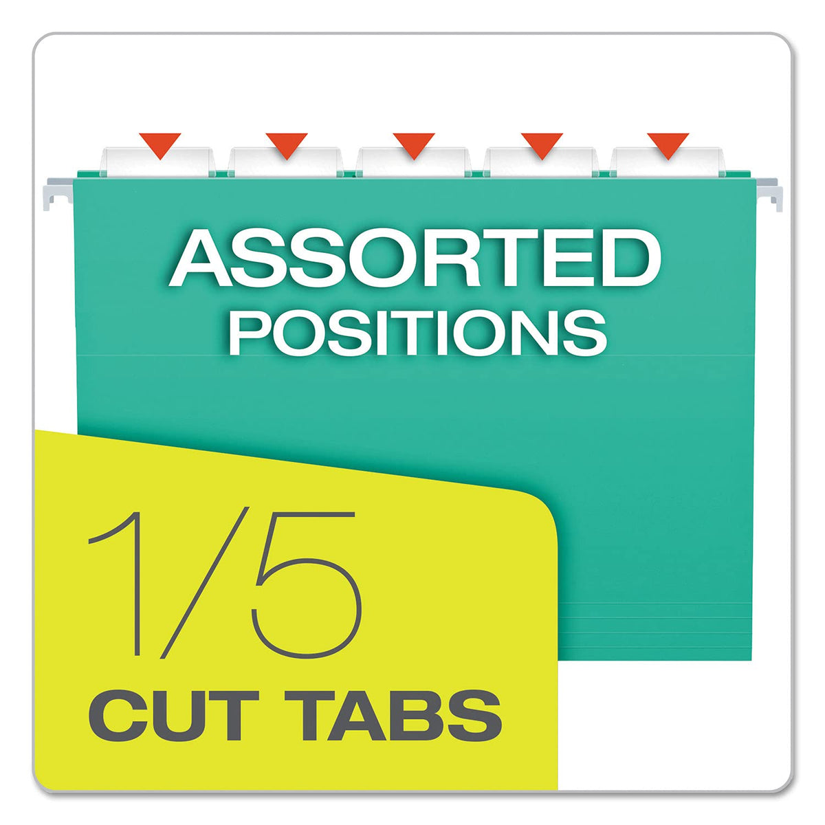 Pendaflex Recycled Hanging Folders, Letter Size, Aqua, 1/5 Cut, 25/BX (81616)