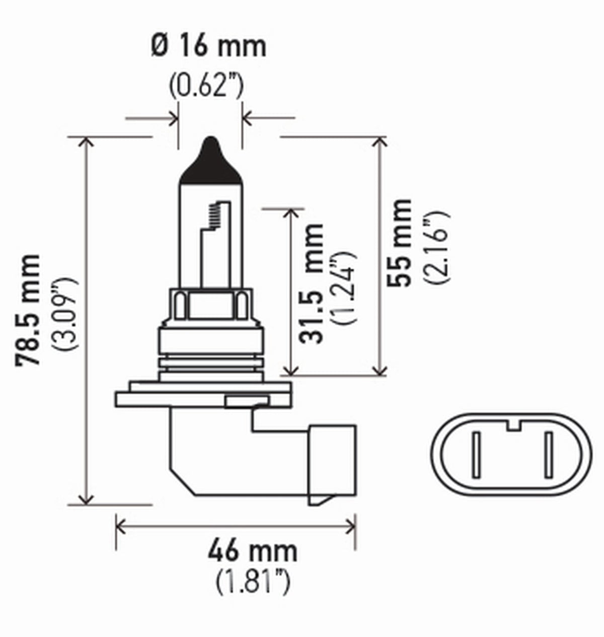 HELLA 9006SB Single Blister Standard Halogen Bulb, 12V, 55W