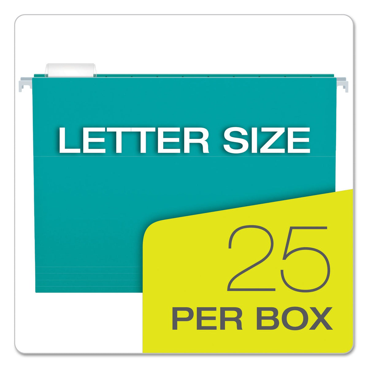 Pendaflex Recycled Hanging Folders, Letter Size, Aqua, 1/5 Cut, 25/BX (81616)
