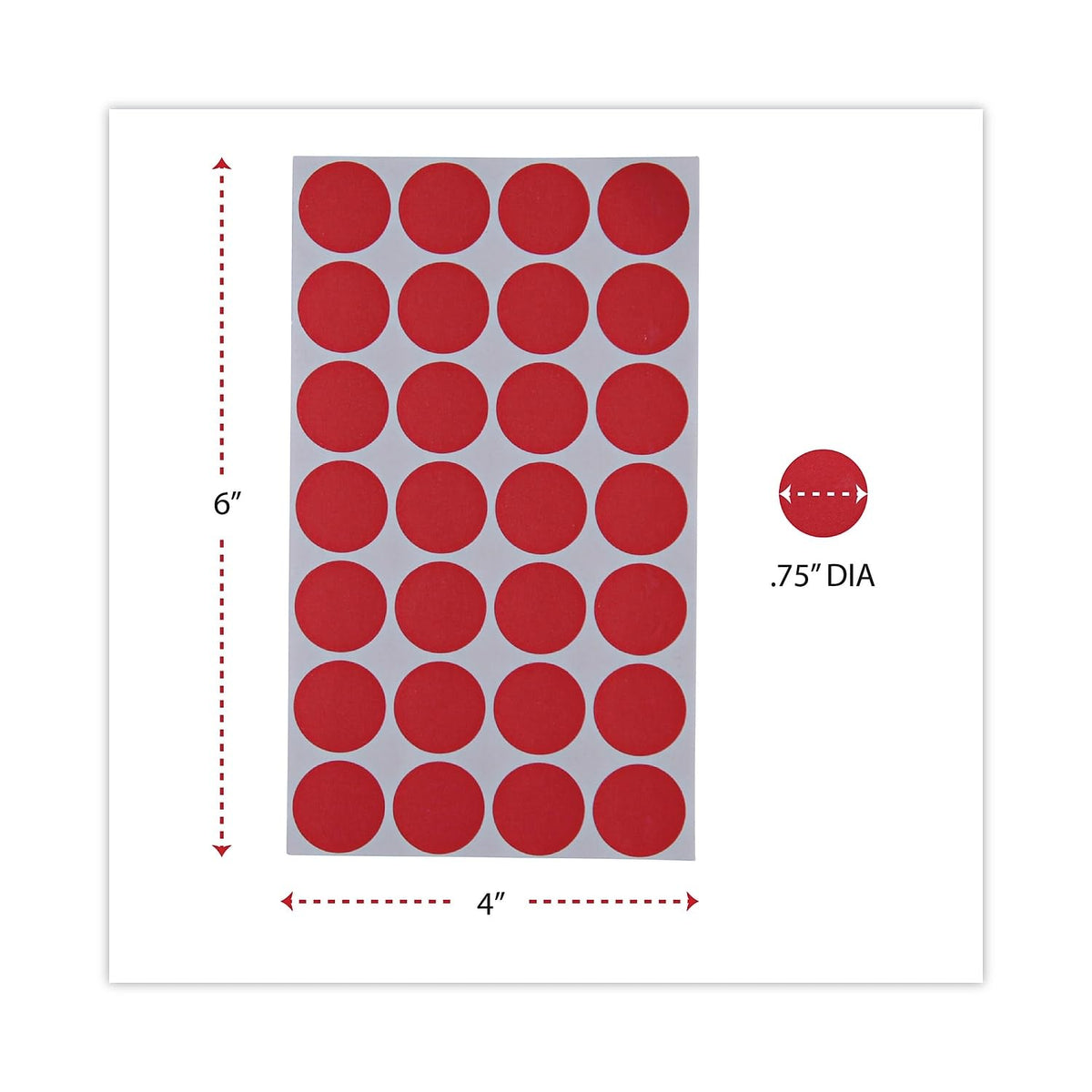 Universal UNV40103 0.75 in. Diameter Self-Adhesive Removable Color-Coding Labels - Red (28/Sheet, 36 Sheets/Pack)