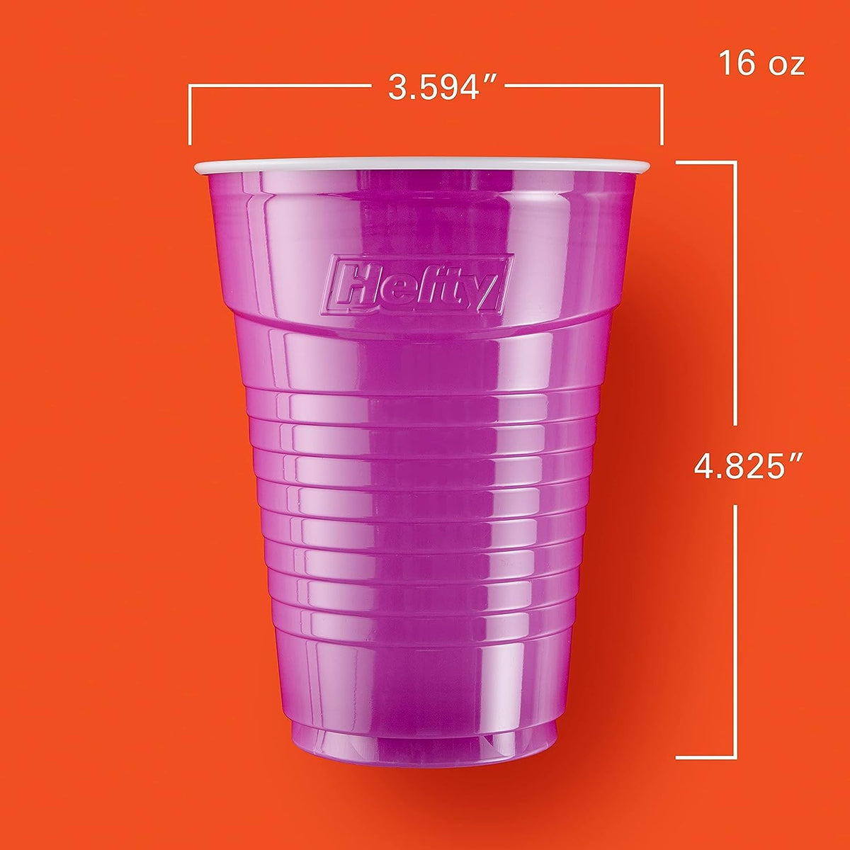 Hefty Party On Disposable Plastic Cups, Assorted, 16 Ounce 100 Count (Pack of 6)