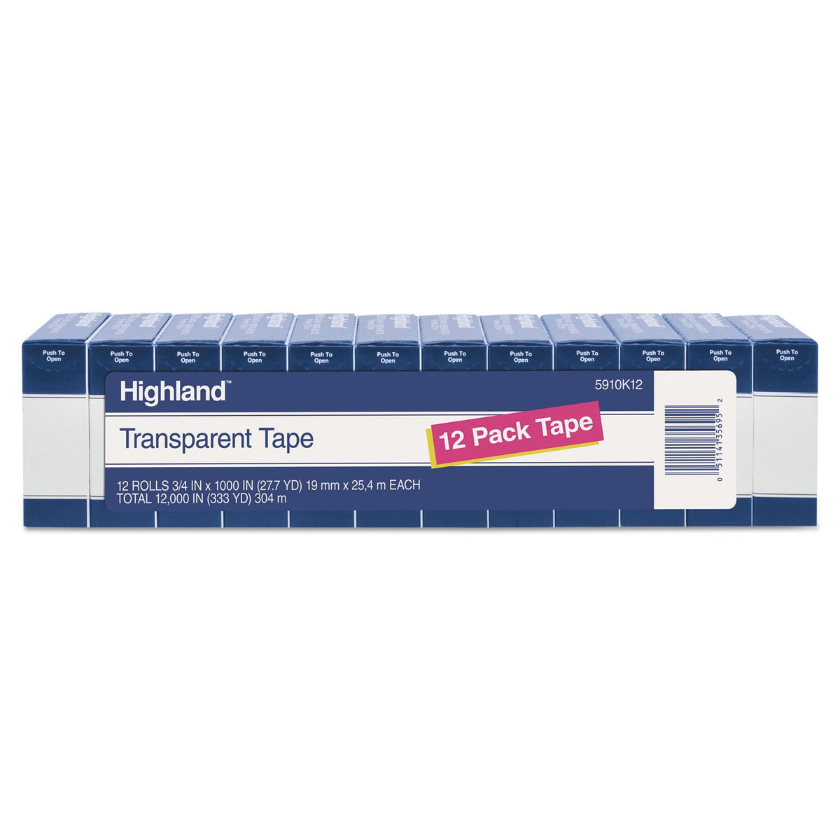Highland Transparent Tape, 1 roll 3/4" x 1296", 1 Inch Core, Clear (MMM5910341296)