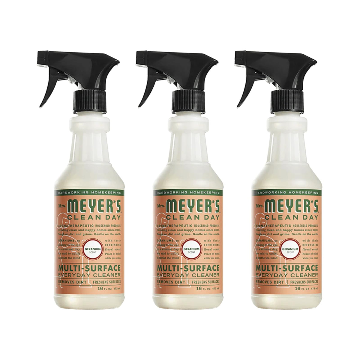 Mrs. MEYER'S Multi-Surface Cleaner Geranium, 16 OZ. (Pack of 3)