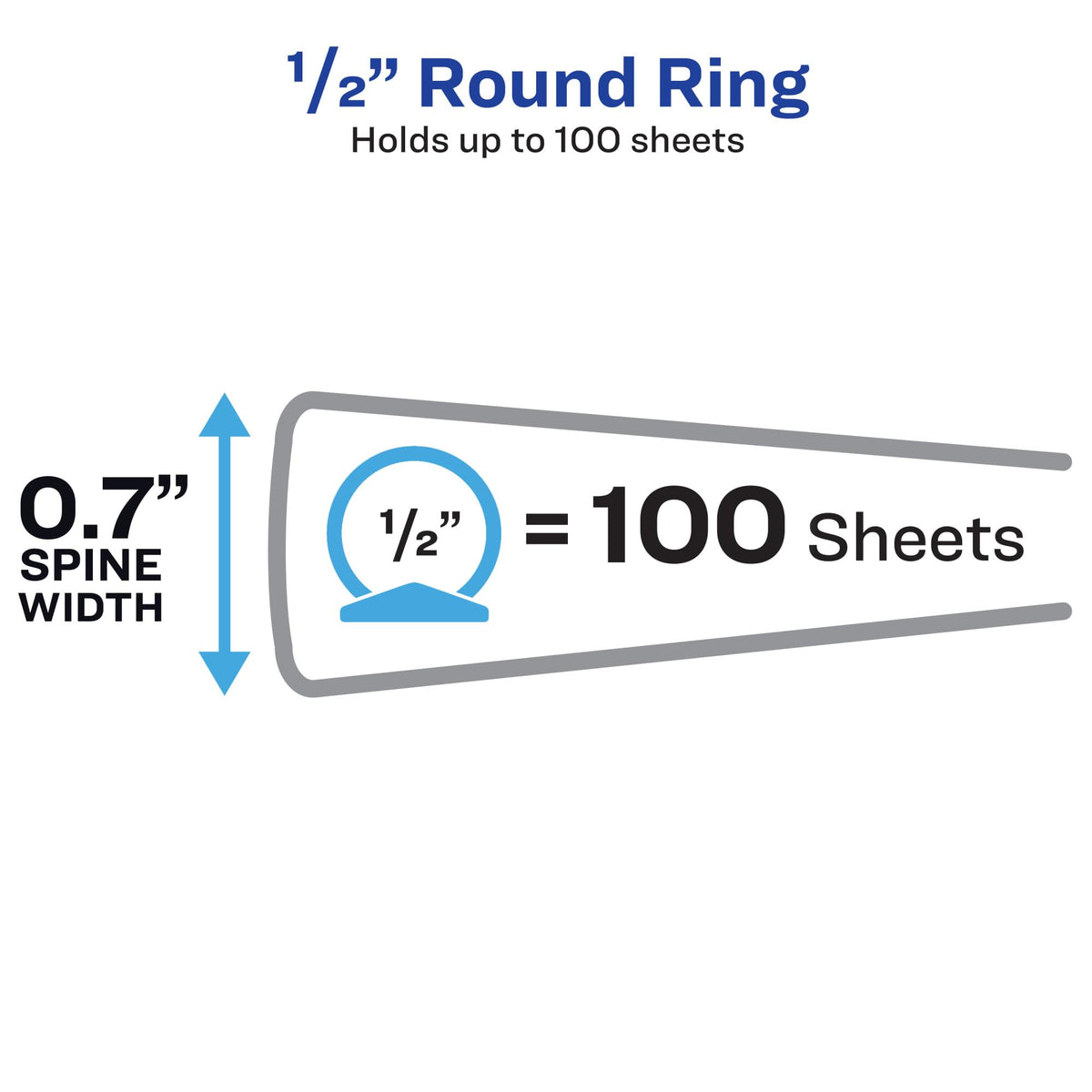 Avery Mini Durable View 3 Ring Binder, 1/2 Inch Round Rings, 1 White Binder (27726)
