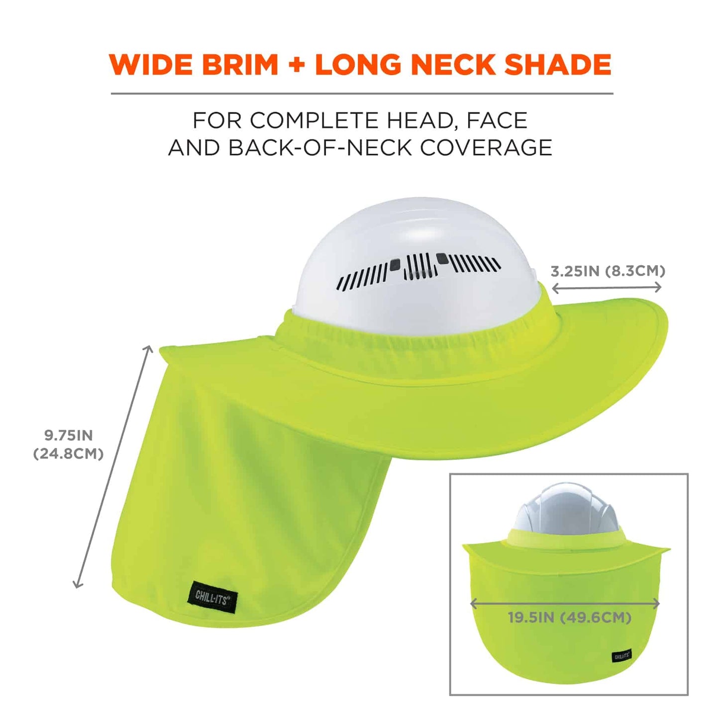 Ergodyne Chill-Its 6660 Attachable Hard Hat Brim with Neck Shade, Lime