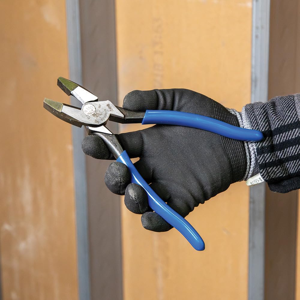 Klein Tools D2000-8 Pliers, 8-Inch Side Cutters, High Leverage Lineman's Pliers Cut ACSR, Screws, Nails, Hard Wire