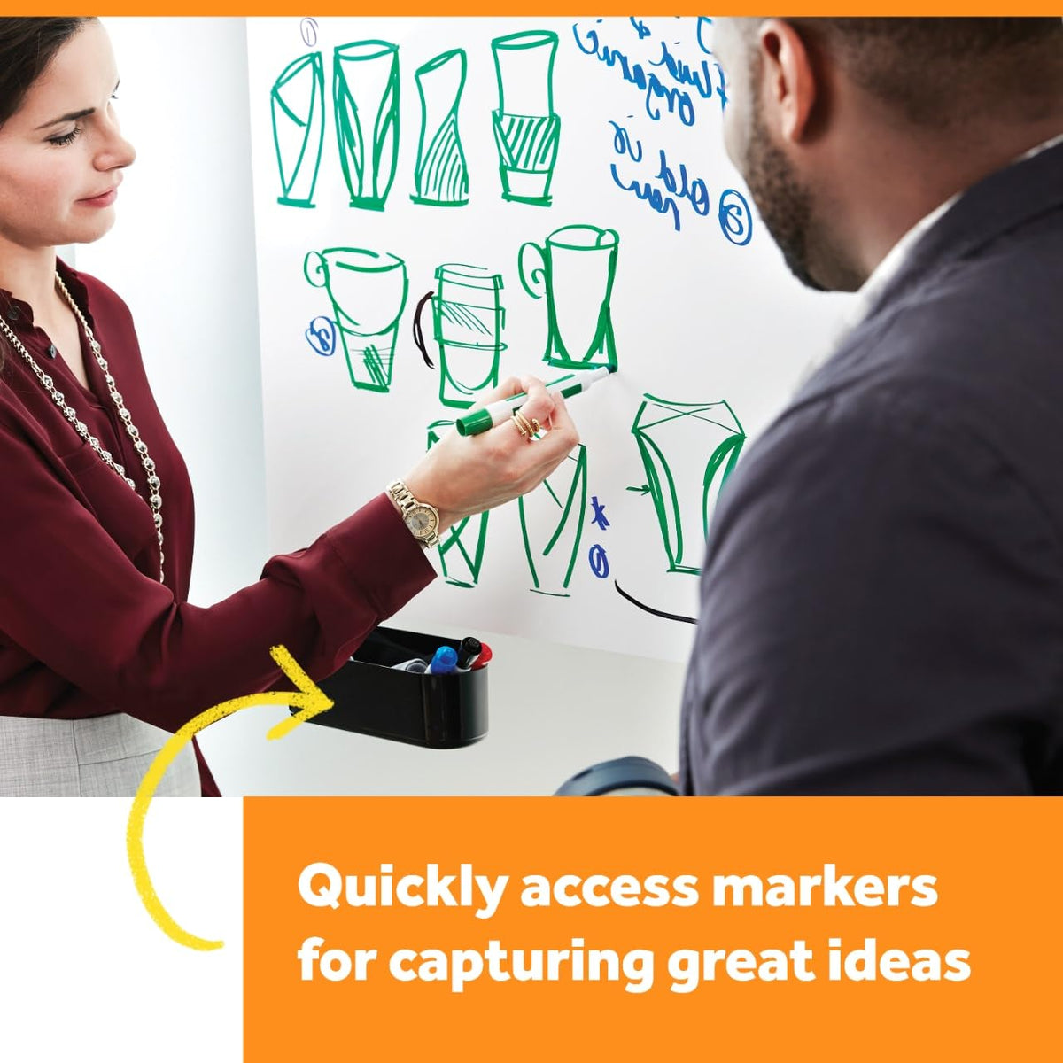 Post-it® Dry Erase Accessory Tray, 1 Accessory Tray, 4 Strips