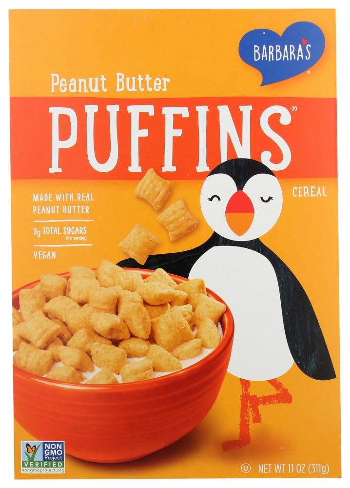Barbaras Puffins Cereal - Peanut Butter - 6 Boxes (11 oz ea)