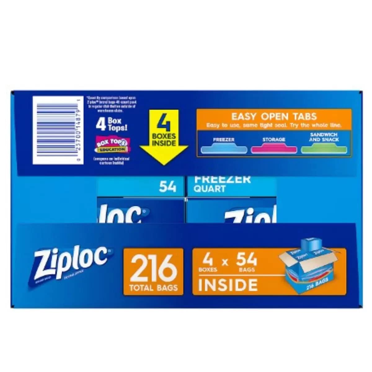Ziploc Double Zipper Quart Freezer Bags, 216 Count