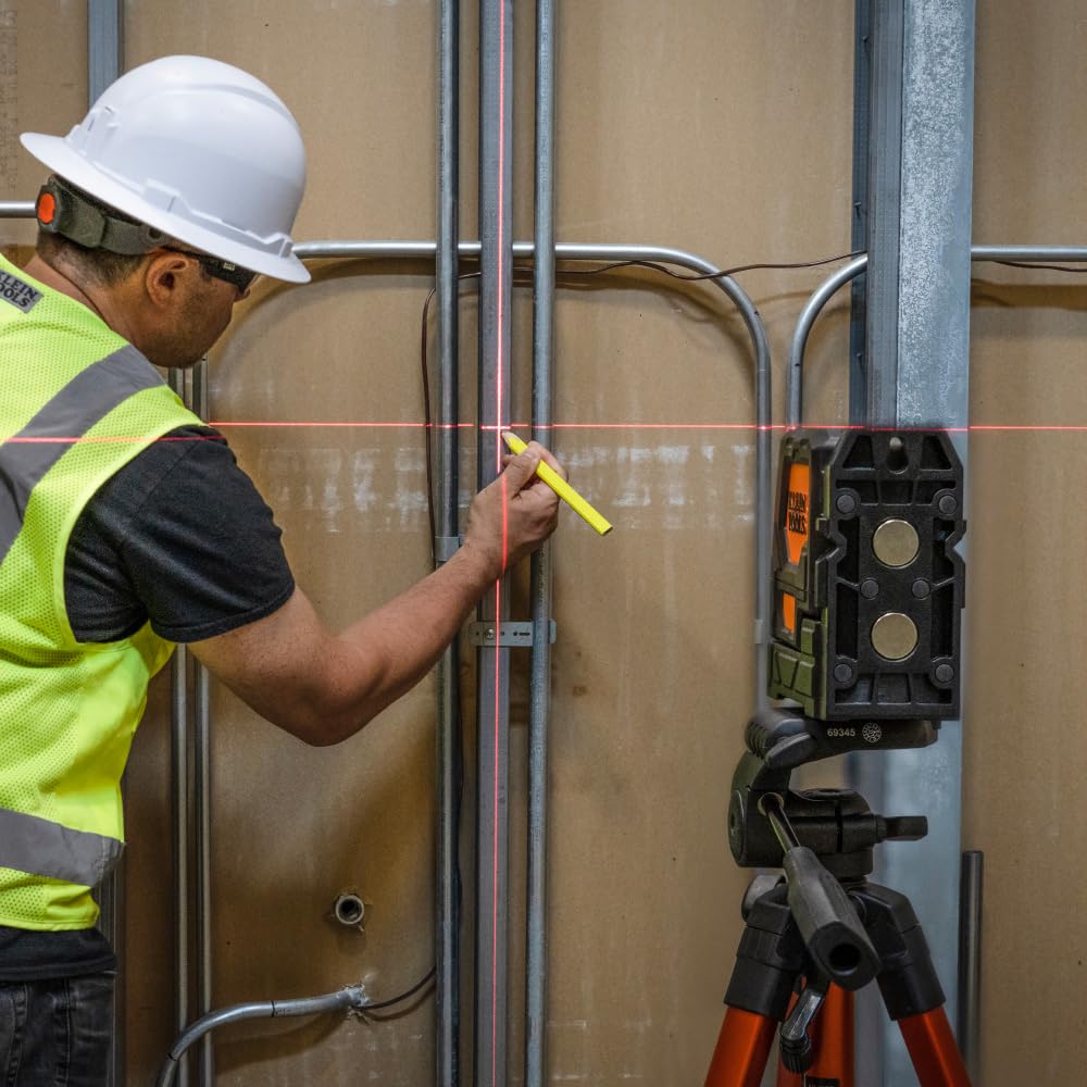 Klein Tools 93LCLS Self-Leveling Laser Level with Bright Red Cross Lines and Plumb Spot, Magnetic and Ceiling Clamp Mounting