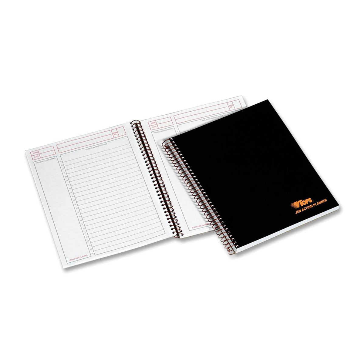 TOPS Products Aion Planner, Side Wirebound, 8-1/2"x6-3/4", 100 Sheets, Black (TOP63828),White