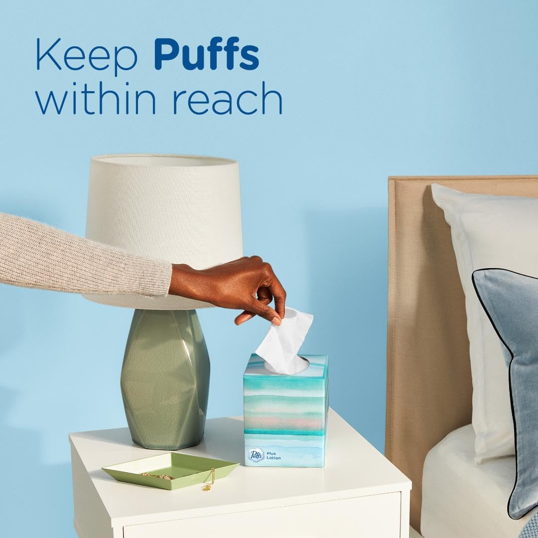 Puffs Plus Lotion Facial Tissues, 10 Cubes, 56 Tissues Per Box