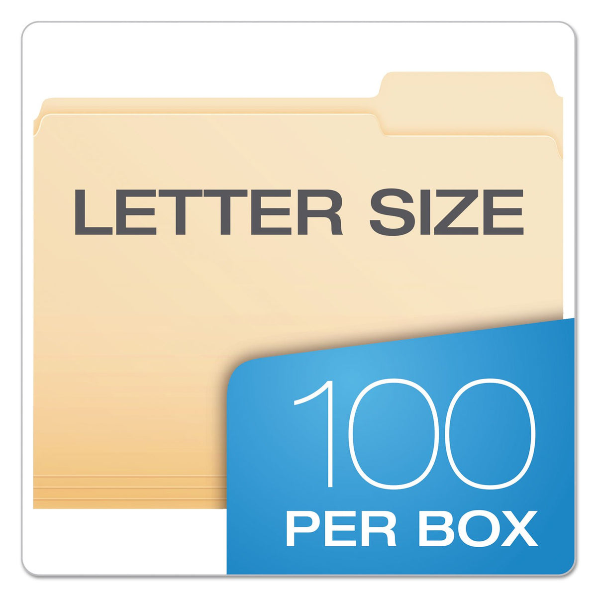 Pendaflex Essentials 752133 File Folders, 1/3 Cut, Third Position, Top Tab, Letter, Manila, 100/Box