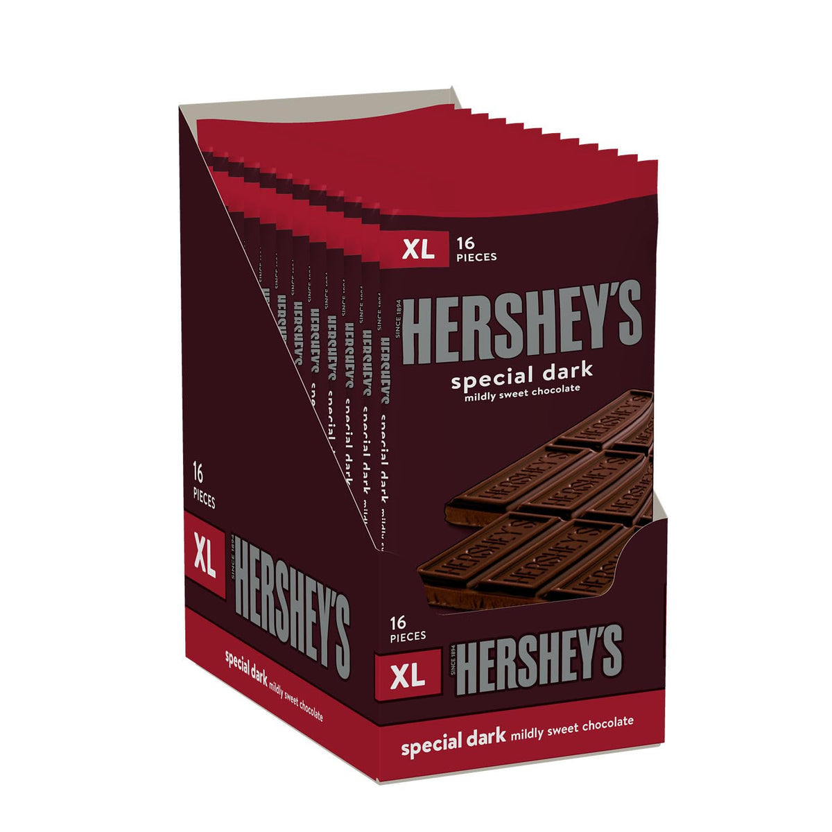 HERSHEY'S SPECIAL DARK Mildly Sweet Chocolate XL, Candy Bars, 4.25 oz (12 Count, 16 Pieces)