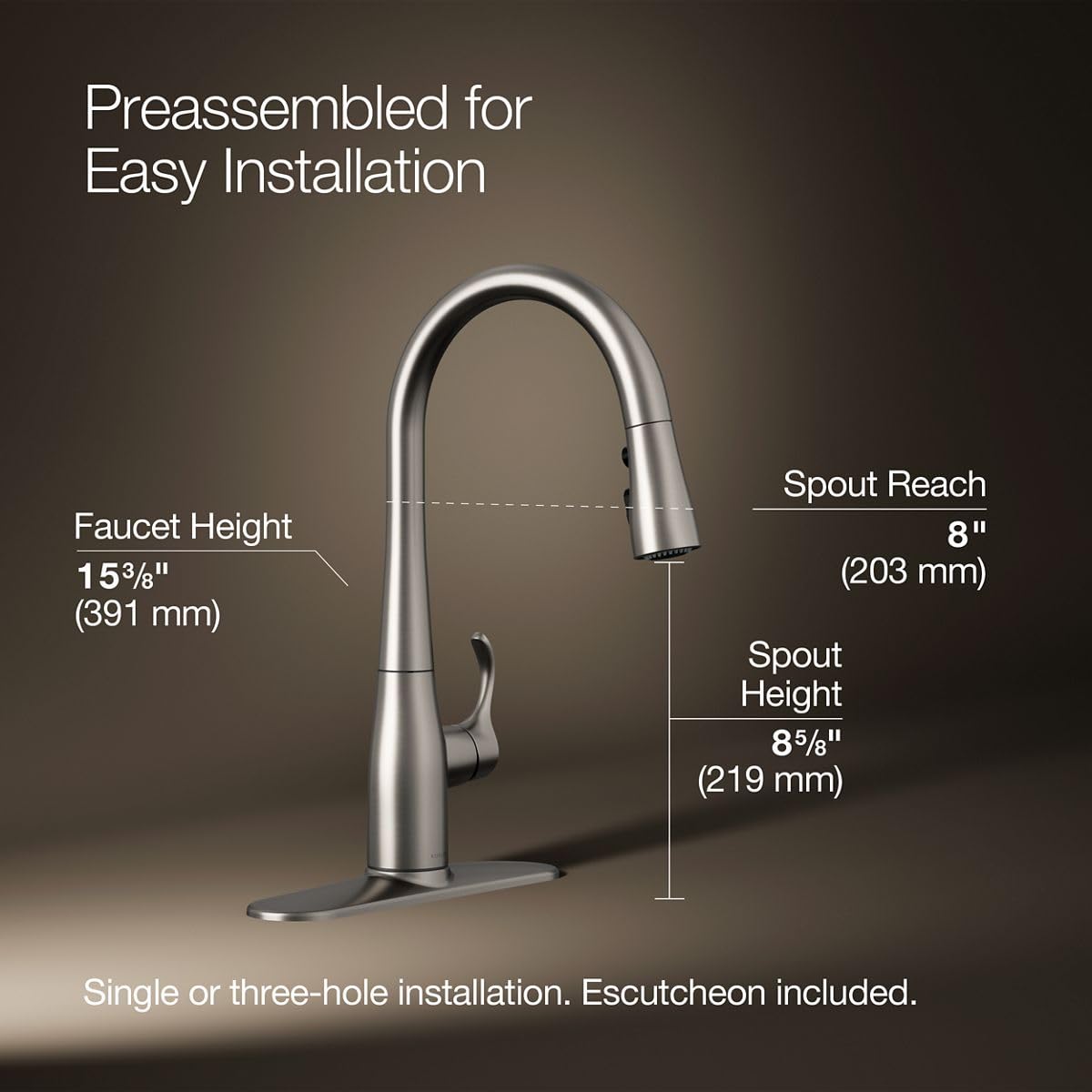 KOHLER K-597-VS Simplice Kitchen Faucet, One Size, Vibrant Stainless
