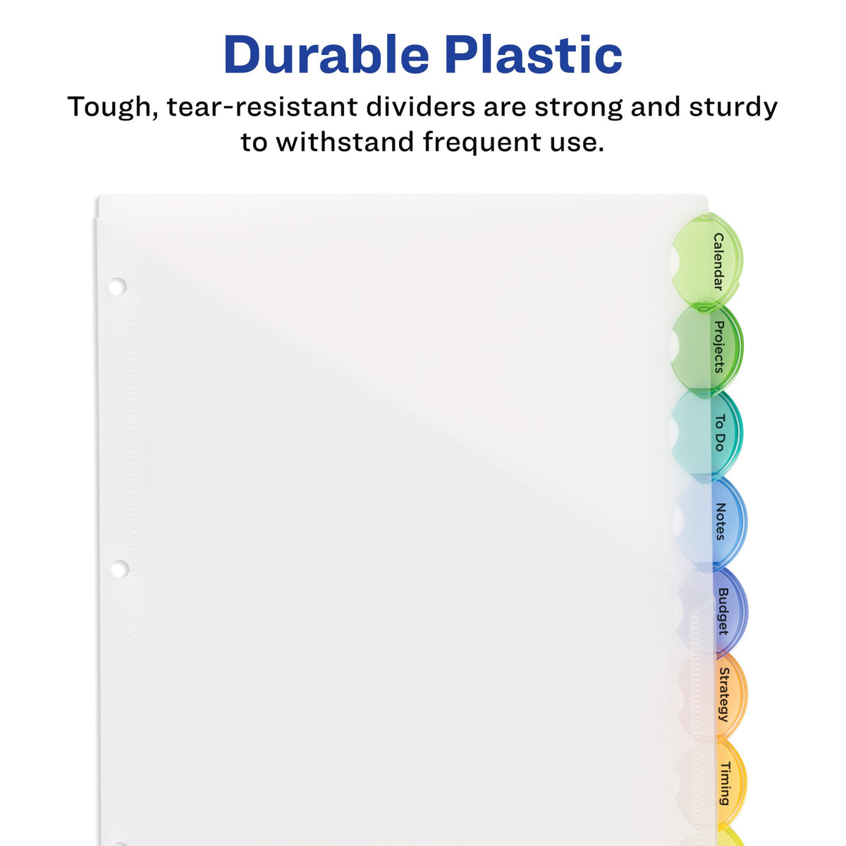 Avery Plastic 8-Tab Binder Dividers with Pockets, Style Edge Insertable Multicolor Tabs, 1 Set (11293)